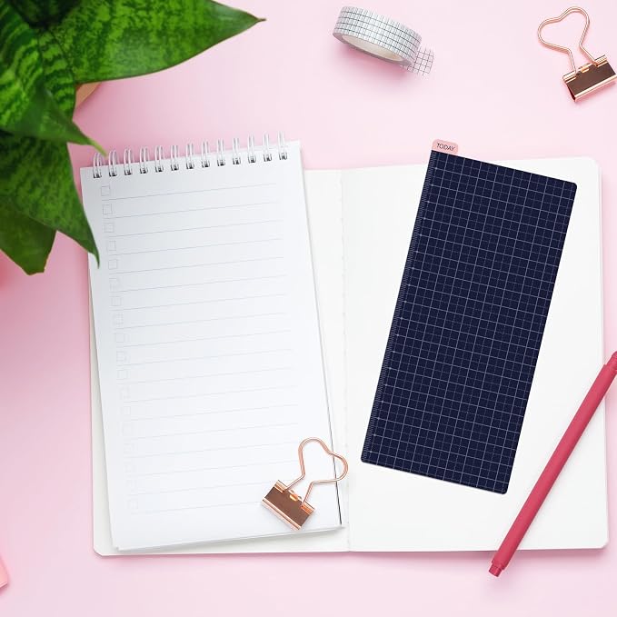 Thenshop 5 Pack Weeks Navy x Pink Pencil Board Reusable Notebook Accessory, Flexibility Layout Grids with Ruler Scale