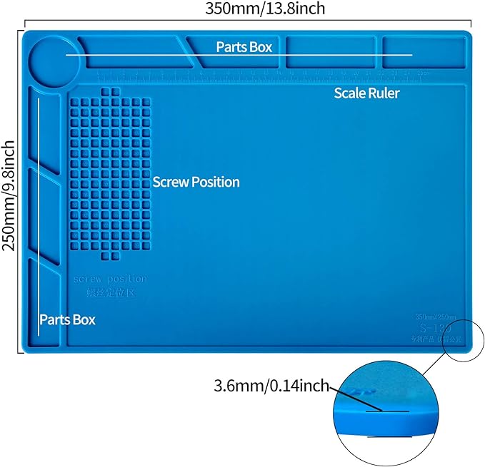 Kaisi S130 Insulation Silicone Soldering Mat Repair Mat, Silicone Work Mats