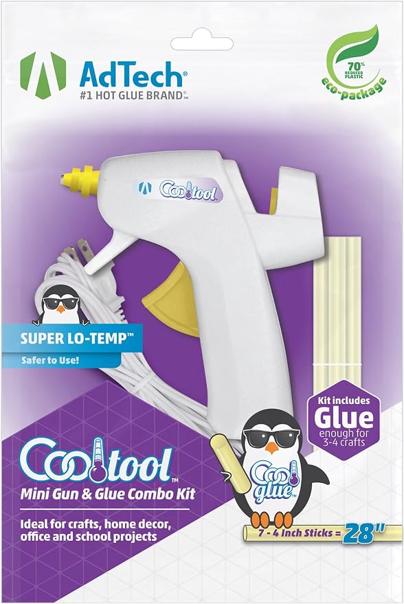 AdTech Cool Tool Kit with Low-Temp Glue Gun, White - Kid-Friendly, Safe for Crafting & Projects, Lightweight & Portable for Group Events (Pack of 12)