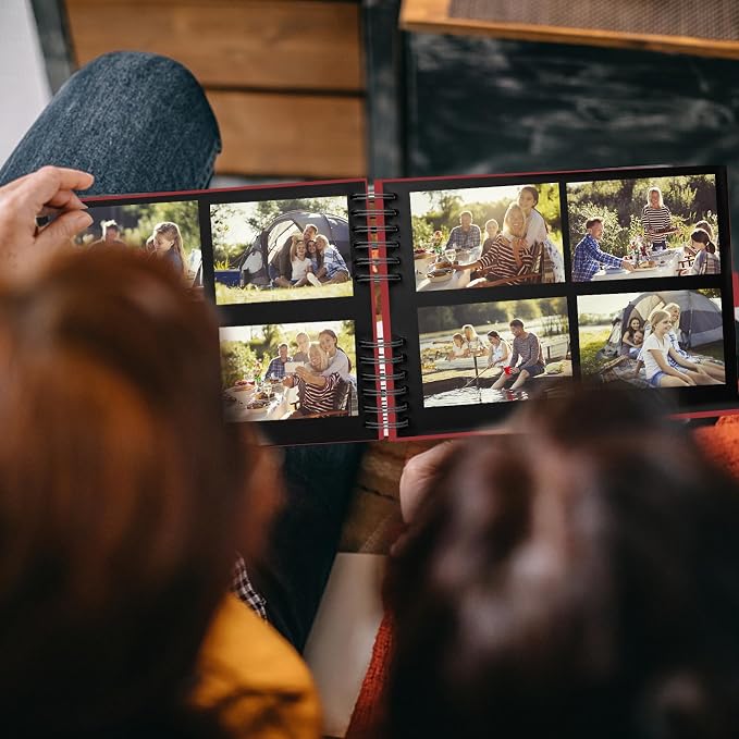 EVNEED 11.5 x 8.5 Inch Scrapbook Photo Album,Wedding Guest Book Anniversary Memory Scrapbooking,Wedding Photo Album with DIY Accessories Kit for Craft Paper DIY,80 Pages (40 Sheets),Red