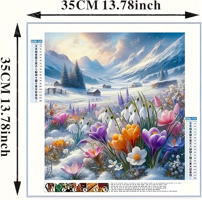 Diamond Art for Adults, 5D Diamond Painting Kit, DIY Diamond Painting Kits for Beginners, Flower Diamond Painting, 14x14 Inches
