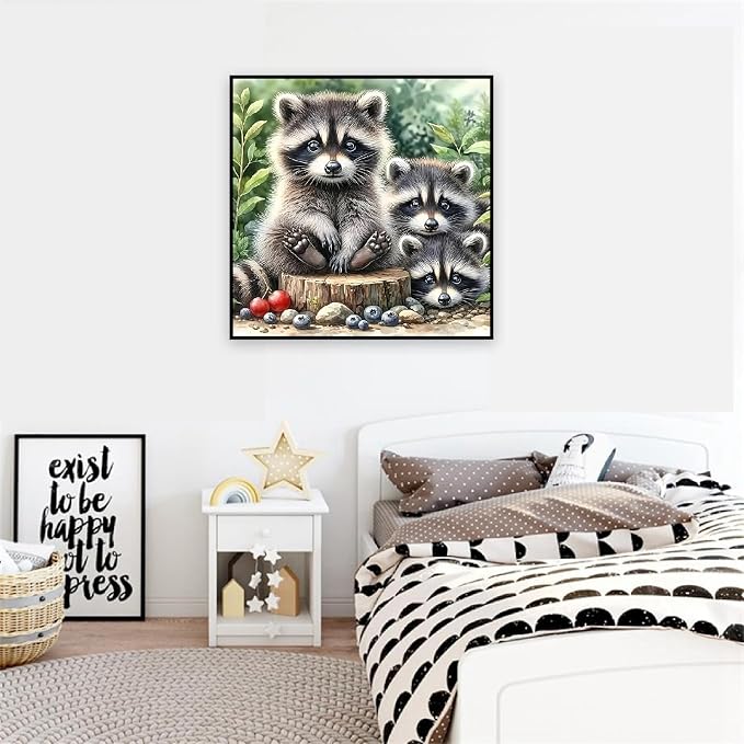 Paint by Numbers Kit for Adults,Raccoon DIY Paint by Number With Frame | Paint by Number for Beginner,Adult Paint by Number,HD Color Canvas,DIY Tool Kits,Stress Relief Craft,Great Gift,10X10 inch