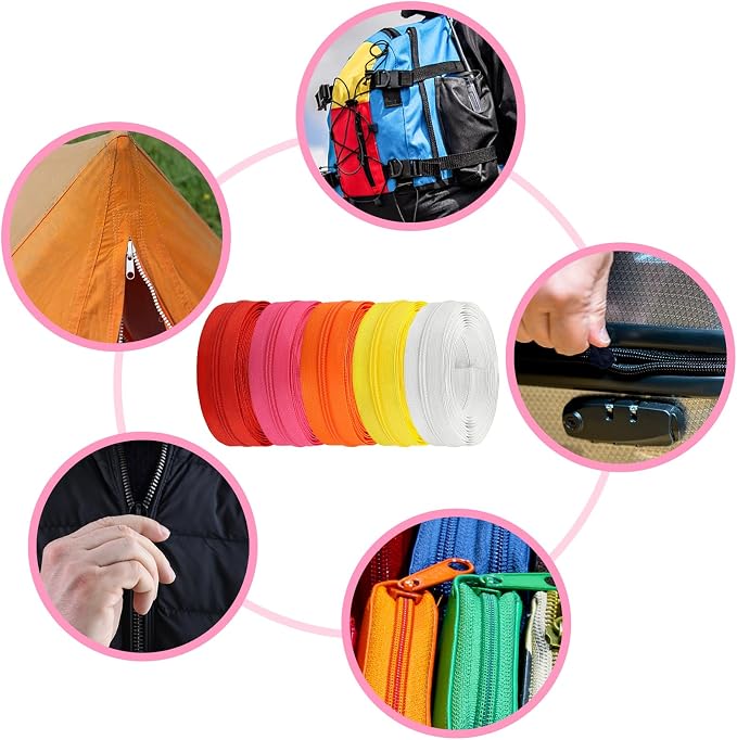 DOITEM 31 Yards 10 Pieces Sewing Zippers #3 Nylon Coil Zippers Assorted Zipper for Sewing with 40 Zipper Sliders for DIY Tailor Sewing Crafts Supplies, 10 Colors