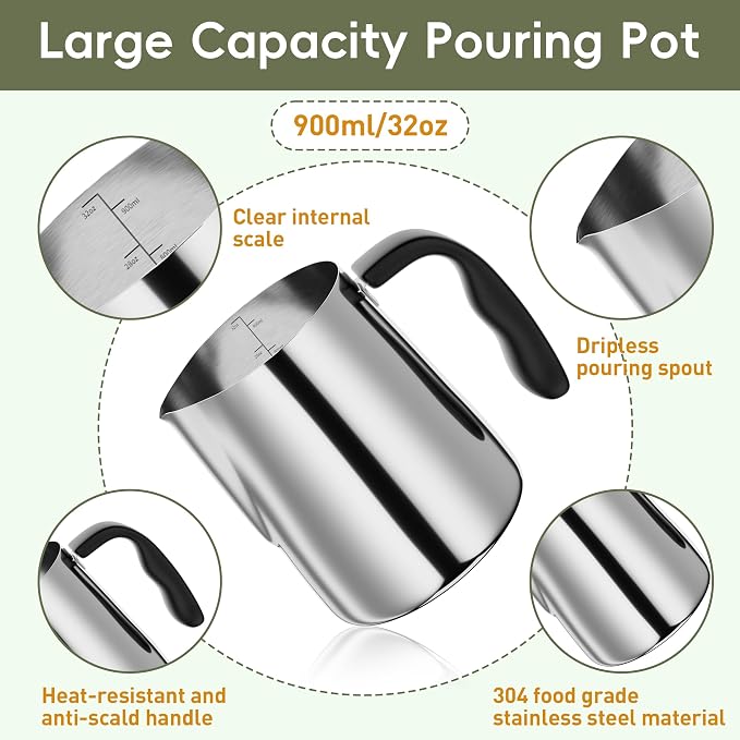 CasaCulina Candle Making Kit with Hot Plate, for Beginners | Candle Making Supplies, Set Includes Wax Melting Pot, Stirring Spoon, Anti-Scalding Pad, Candle Wicks, Wooden Wick Holders