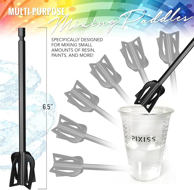 Epoxy Mixer Resin Mixer - Rechargeable Battery Electric Handheld Mixer for Resin Accessories, Epoxy Stirrer for Resin, Silicone Resin Molds Mixing, Epoxy Molds, DIY Crafts Tumblers, 3 Included Paddles