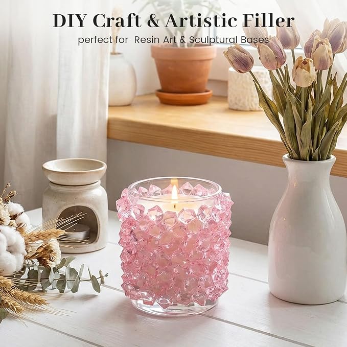 DomeStar 150 PCS Pink Fake Ice Rocks, Vase Fillers for Home