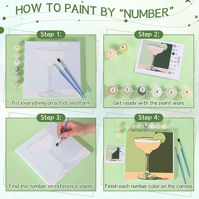 Nezyo 12 Sets Paint by Numbers for Adults with Frame, Acrylic 8x8