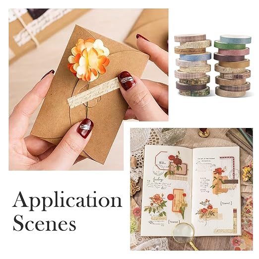 20 Rolls Scrapbook Tape 7 mm Cute Decorative Tape Set Floral Tape Pack Aesthetic Vintage Colored Tape Rolls Stickers for Crafts DIY Scrapbook Bible Study Journaling Planner Supplies