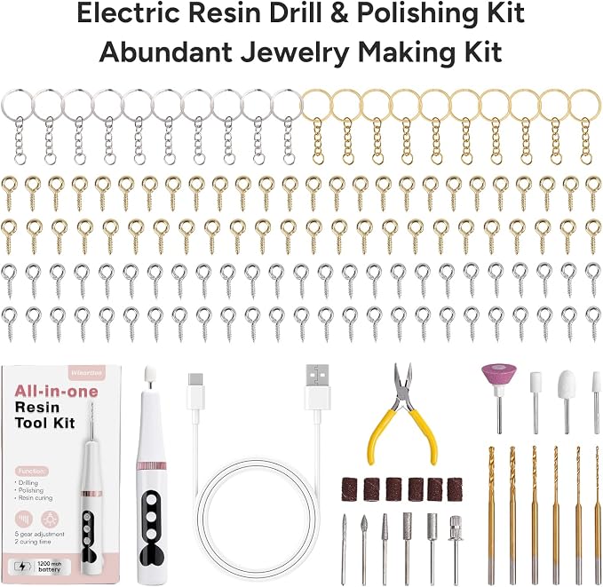 Resin Rotary Tool for Resin Molding, Manicure, Wooden DIY Crafts | Sanding, Grinding, Polishing, Drilling, 5-Speed Adjustable, Wireless, Rechargable