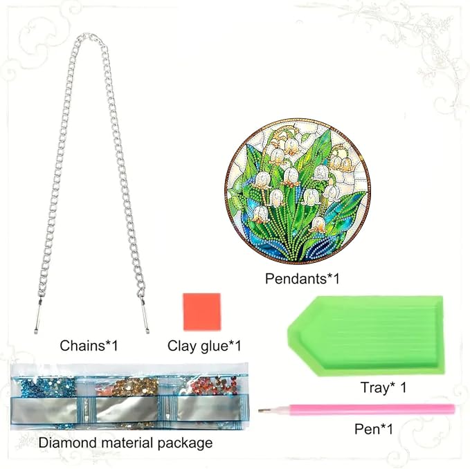 RYMILIE Hanging Diamond Art Kits for Adults White Flowers 8x8inch