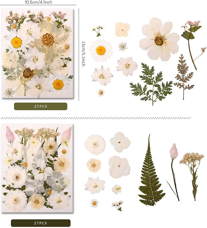 110+PCS Pressed Flowers for Resin, Colorful-i | Real Dried Flower Leaves, Resin Jewelry Making, Scrapbooking Crafts DIY, Soap Candles Making, Nails Décor