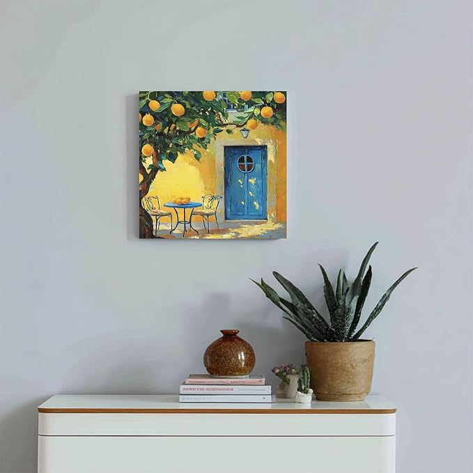 Gemozaic Lemon Tree Paint by Numbers Kit for Adults with Frame and Easel | Lemon Framed Adults' Paint by Number Kits, Oil Acrylic Painting for Home, Office, Wall Decor, 8 x 8 Inch