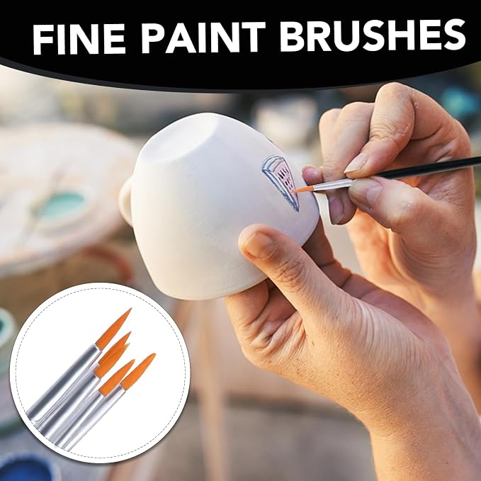 AROIC 200 Pcs Acrylic Paint Brushes, Round Flat Tip Nylon Hair Brush Bulk | Professional Oil Watercolor Artist Painting Brushes, Adult Drawing Kit for Canvas Rock Painting Art Supplies Black