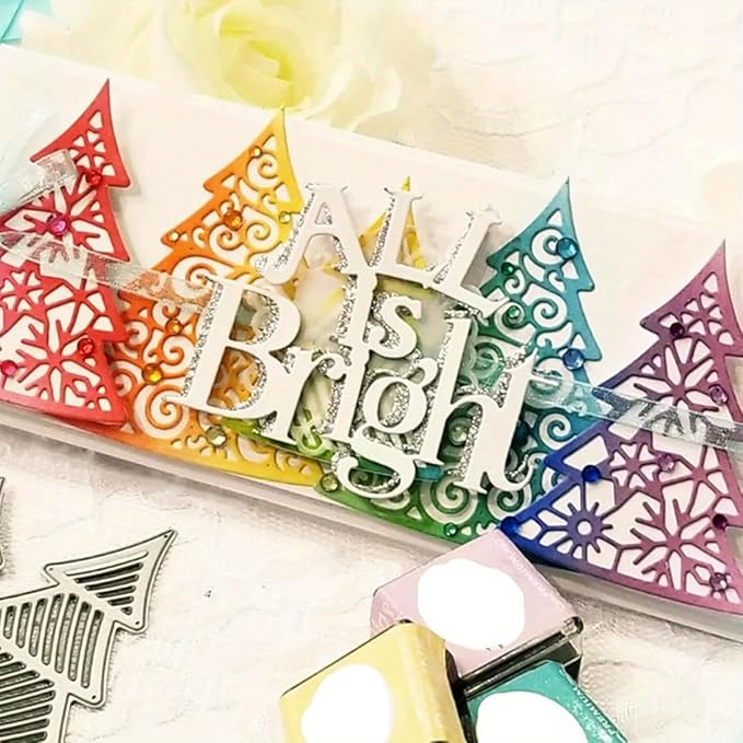 Lapoo Festivals Metal Cutting Die for Scrapbooking - Christmas Cut Stencils for DIY Scrapbook Photo Album Decorative Paper Card, Card Making Supplies, Embossing (A Christmas Tree Set 5.5 x 3.5 in)
