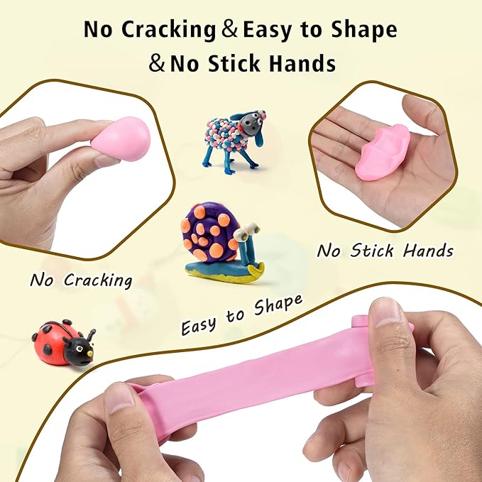 Aestd-ST Polymer Clay Kit 60 Colors, Oven Bake Modeling Clay for Kids | DIY Starter Kit, 20 Sculpting Tools & Accessory, Easy to Shape, Non-Sticky, Colorful, Storage Box, Gift for Kids & Artists