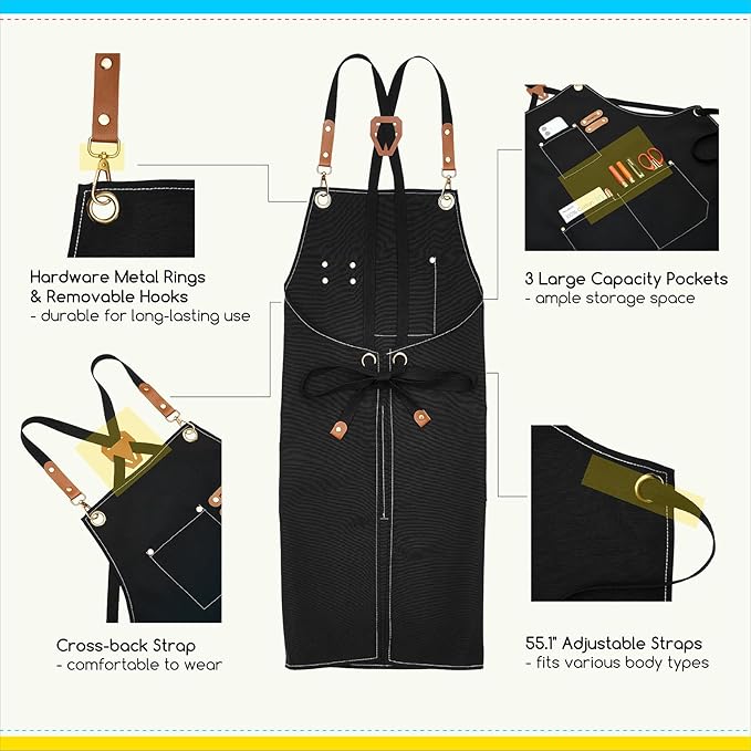 MEEDEN Painting Apron for Men Women: Adjustable Cross Back Waterproof