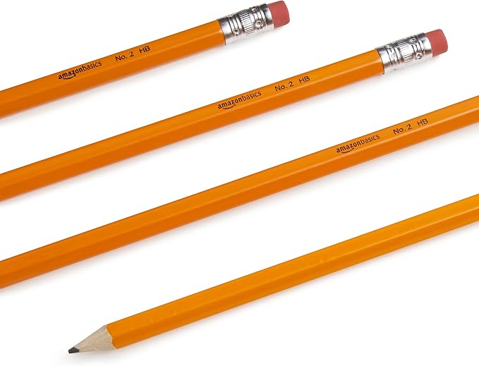 Amazon Basics Wood-Cased #2 Pencils for Writing, Drawing and Sketching, Pre-sharpened, HB Soft Lead with Erasers, Teacher Supplies, 150 Count, Yellow (Pack of 2)