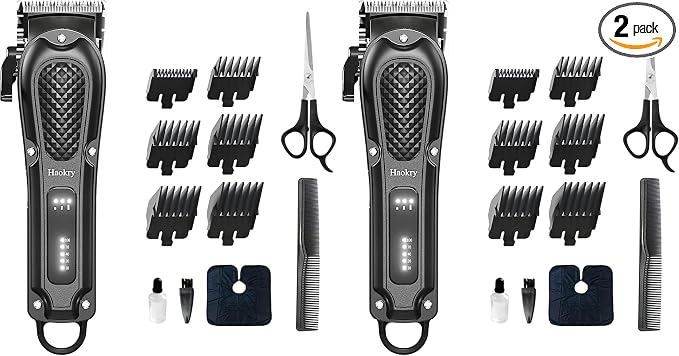 Haokry Hair Clippers for Men Professional - Cordless&Corded Barber Clippers for Hair Cutting & Grooming Rechargeable Beard Trimmer (Pack of 2)