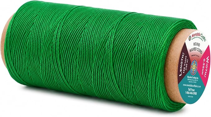Mandala Crafts 130M 0.55mm Kelly Green Leather Sewing Round Waxed Thread