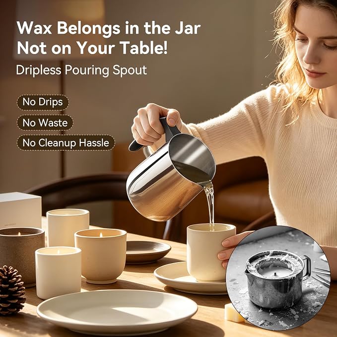 Candle Making Pouring Pot, 32 oz Stainless Steel Wax Melting Pot