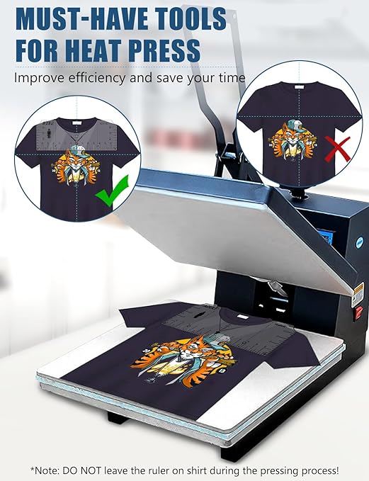 Vowlove T-Shirt Alignment Ruler for Vinyl Placement and Heat Press Designs | Reusable Template for Vinyl Transfers and Custom Apparel, Ensuring Consistent Front and Left Chest Positioning