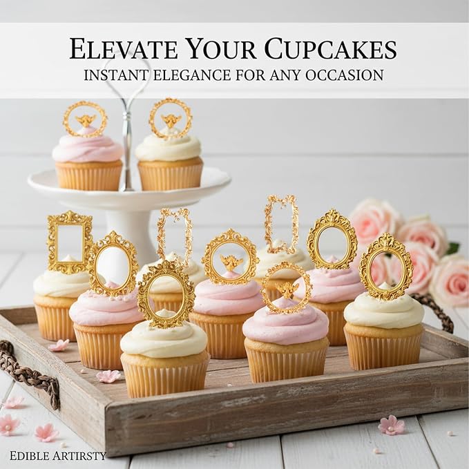 Vintage Baroque Frame Silicone Molds, 4-Piece Photo Frame Fondant Mold for Cupcake Topper Chocolate Candy Polymer Clay Gum Paste Resin Crafts, DIY Jewelry Making