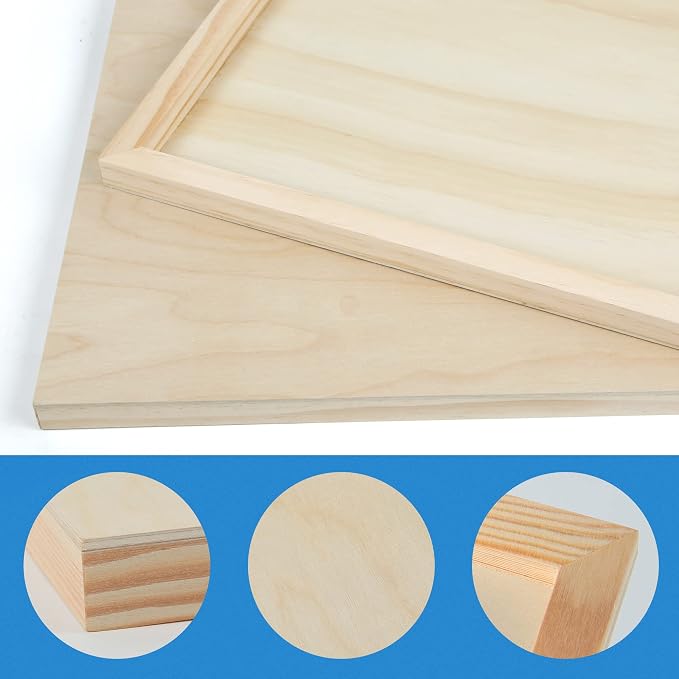 Falling in Art 2 Pack 18x18 Unfinished Birch Wood Panels Kit for Painting | Studio 3/4’’ Deep Wood Canvas, Cradle Boards for Acrylic Pouring, Art, Crafts, Epoxy Resin, Laser Engraving Cutting