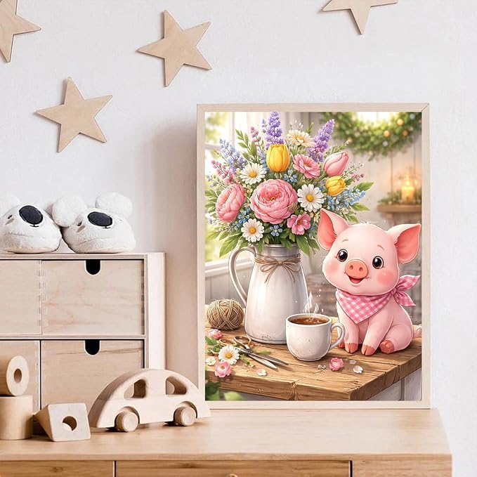 ijbnhd Diamond Art Kits for Adults Cute Pig 12 X 16inch