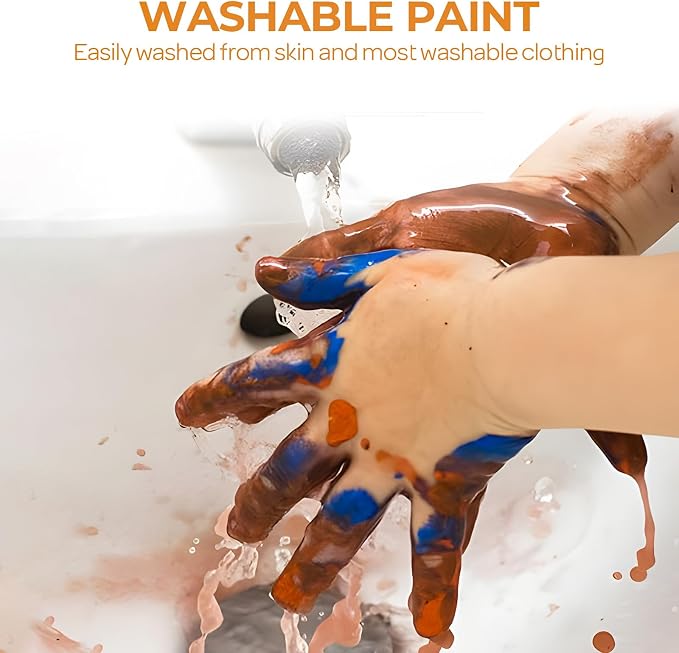 Nicpro 12 Colors Large Washable Paint Set for Kid (16.9oz), Acrylic Bulk | Paint Supplies Non Toxic Tempera Paint for Art, Craft DIY, Poster & Finger Paint, School, Home, Teacher Classroom Must Haves