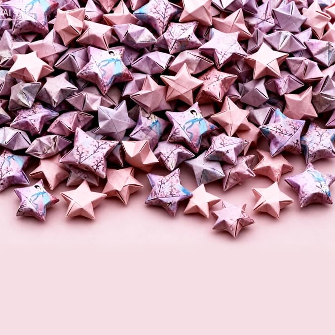 Origami Paper Stars, Colorful Handcraft Origami Lucky Star Paper DIY Paper Arts Creativity Hand Art Crafts (Cherry Blossom Girl(540) sheets)