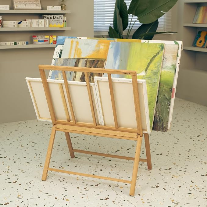 MEEDEN Folding Large Print Rack: Beech Wooden Art Storage Rack for Canvas