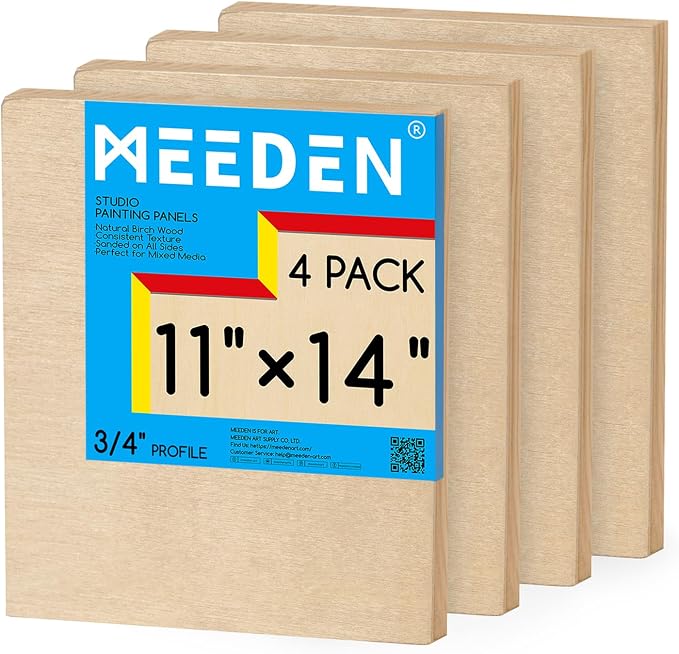 MEEDEN Unfinished Wood Canvas Board:11x14 Canvas Panel Pack of 4