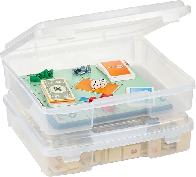 IRIS USA Board Game Storage |Made in USA| Thick Craft Case (2-Pack) - Clear