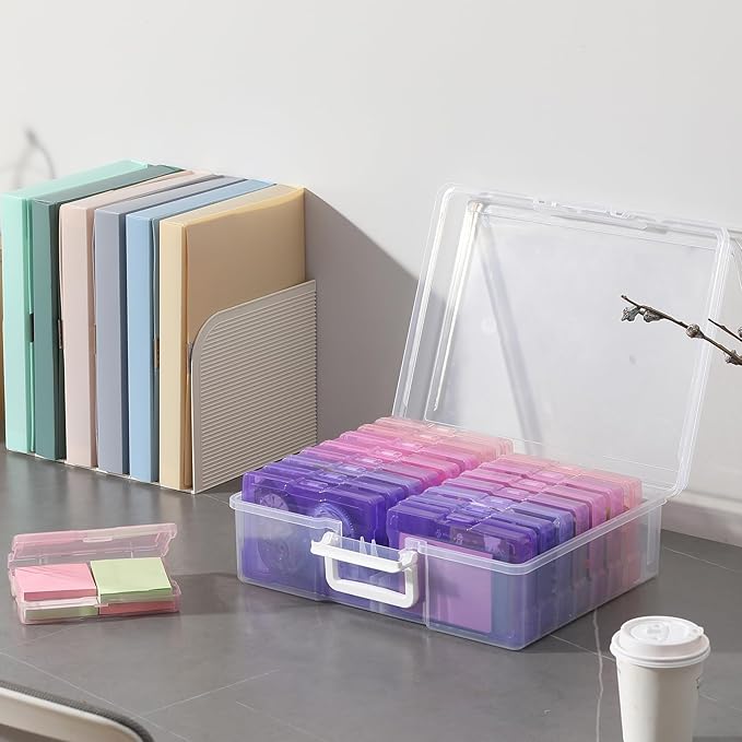 novelinks Photo Storage Boxes with Handle, Photo Organizers and Storage | 1Pack Color, Photo Albums 4x6 Pictures, Photo Cases, Classroom Organization, Index Card Box, Photo Card Holder, Seed Storage