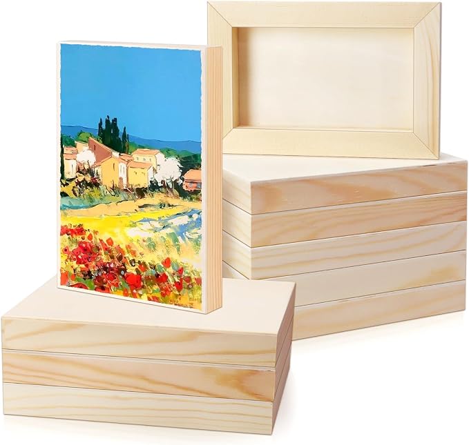 FSWCCK 10 Pack 4 x 6 inch Wood Panel Boards, Unfinished Wood Canvas Panels for Crafts, Painting Canvas, DIY Art Projects, Pouring, Arts Use with Oils, Acrylics