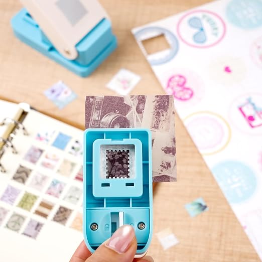 BAOFALI 2Pcs/Set Stamp Punch, 0.6 x 0.5 inch, 1 x 0.8 Inch, Rectangular Stamps Punch, Lever Craft Hole Cutter Puncher, Paper Punches for Journaling Crafting DIY Scrapbooking Crafts