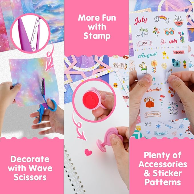 Poaoed DIY Journal Kit for Girls Ages 8-14, Scrapbook & Diary Kit, Gift Set