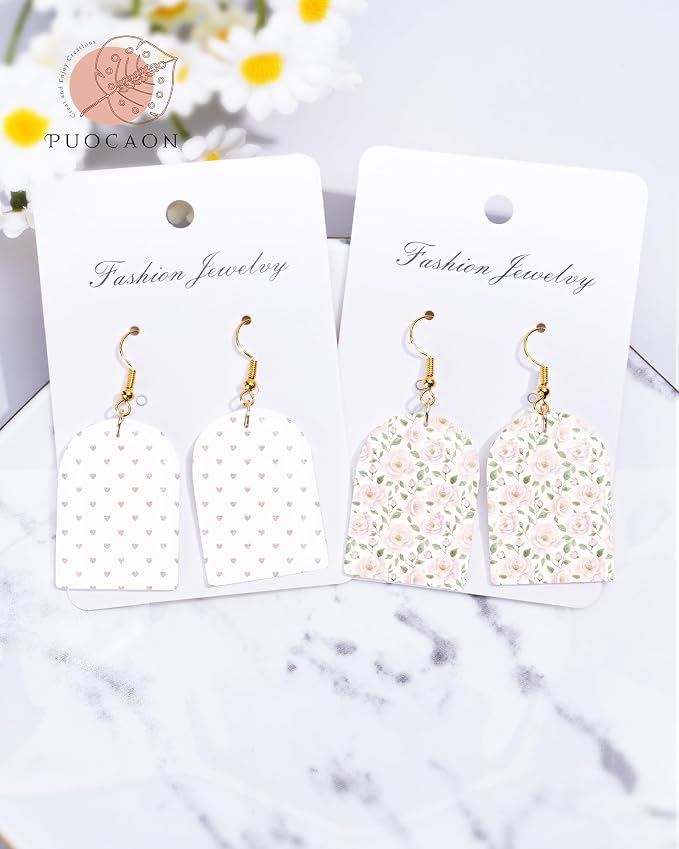 Puocaon Flower Clay Transfer Paper - Pink Green Transfer Sheets for Polymer Clay Earrings Jewlery Flower Design