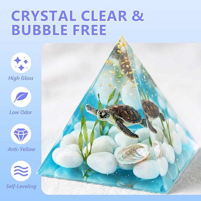 KISREL Epoxy Resin Kit 8OZ with Molds, 12 Glitter & Tools for Beginners | Complete starter kit with molds, 12 glitters & tools,Crystal clear, bubble-free ,Perfect for keychains, coasters & DIY crafts