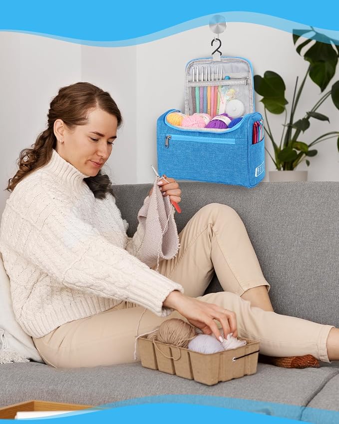 Aeelike Crochet Kits for Beginners Adults Kids, Complete Crochet Set, Blue | Crochet Kit for Beginners Young and Old, All-inclusive Kit with Crochet Hooks 655 Yards Yarn Instruction Knit Bag, Ideal Gift