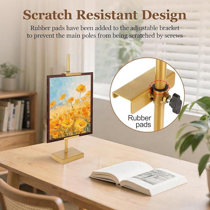 18'' Adjustable Tabletop Easel Stand, Gold Easel for Display | Steady and Elegant Picture Easels for Display, Picture Frame Stand, Adjustable Art Easel,Picture stand for Artwork, Photo.