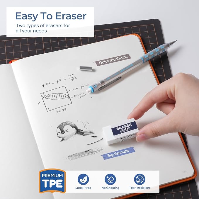 Nicpro Blocky Gear 0.5 mm & 0.7 mm Mechanical Pencils Set in Case