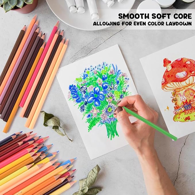 12Pcs Green Colored Pencils Set,Professional Drawing Pencils for Adults | Oil Based,No Duplicates,Pre-sharpened Wooden Sketch Pencil Art Supplies for Coloring Books