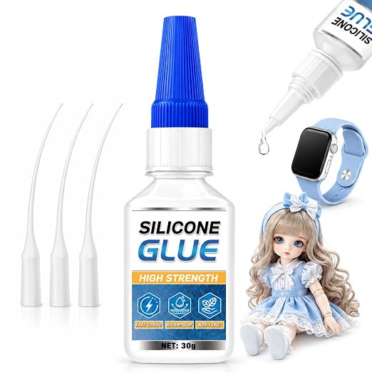 Silicone Glue Clear, 30g Strong Adhesive for Rubber, Liquid Silicone, TPU, TPR & TPE, Fast Curing, Waterproof, Flexible Bonding