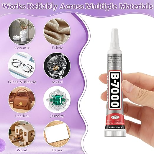 B7000 Glue Clear with Precision Tip for Rhinestones, 20 Pcs 15 mL/0.5 fl oz | Strong Adhesive Jewelry Bead Gem Glue, Quick Dry Bedazzling Glue for Jewelry Making Repair Fabric Clothes Shoes DIY Crafts