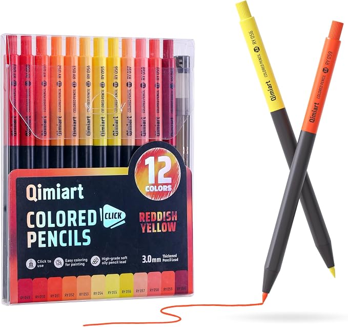 languo Mechanical Colored Pencils, 12PCS Reddish Yellow Colors & Sharpener