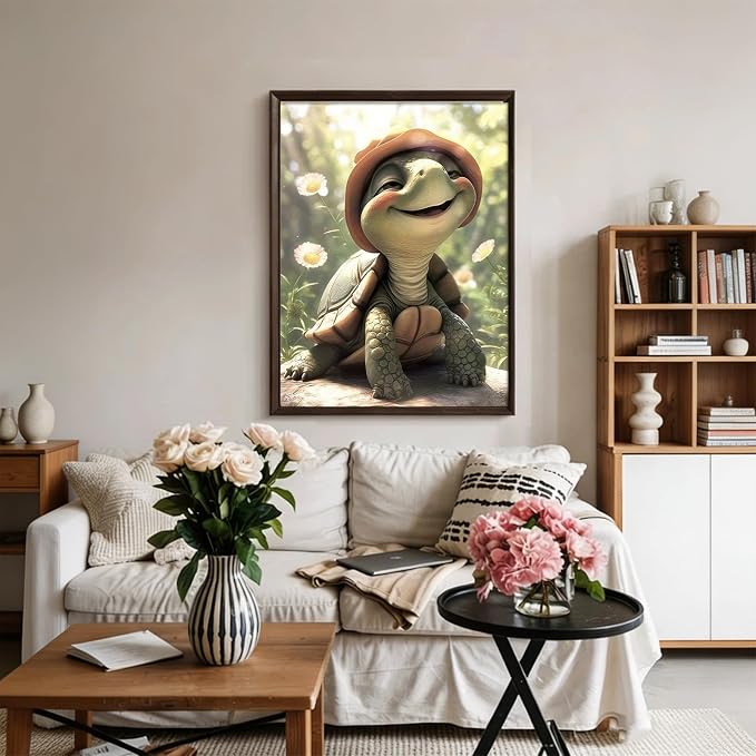 5D Cute Smiling Turtle Diamond Art kits for Adults Beginners 12x16in | Diamond Painting Kit DIY Full Round Drill Paint by Diamonds Dot Gem Art for Adult, Home Wall Decor