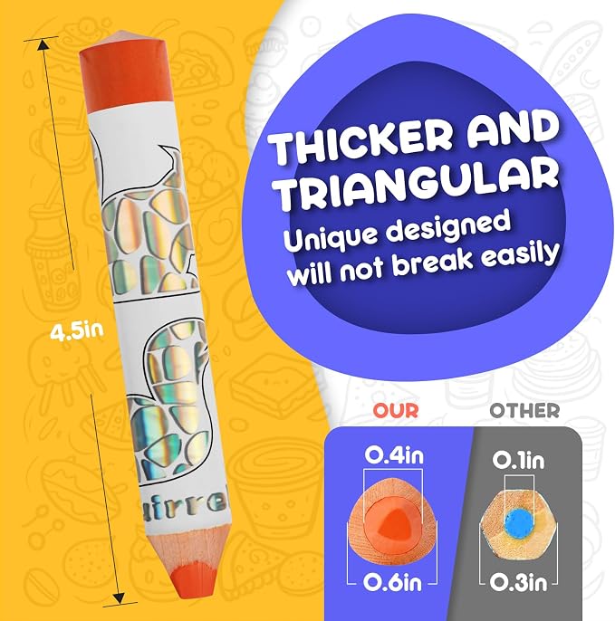 ThEast Jumbo Toddlers Colored Pencils, Thick Chunky Crayons for Children