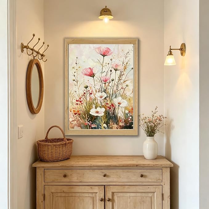 BYGFHLYW Vintage Wildflower Paint by Numbers Kit for Adults Beginners | Rustic Floral Easy Adult Paint by Number Kits On Canvas, DIY Acrylic Oil Painting Kits for Home Wall Decor 12x16Inch
