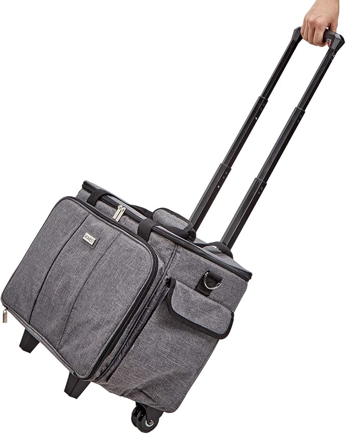 HOMEST Deluxe Sewing Machine Case with Wheels, Rolling Trolley Tote